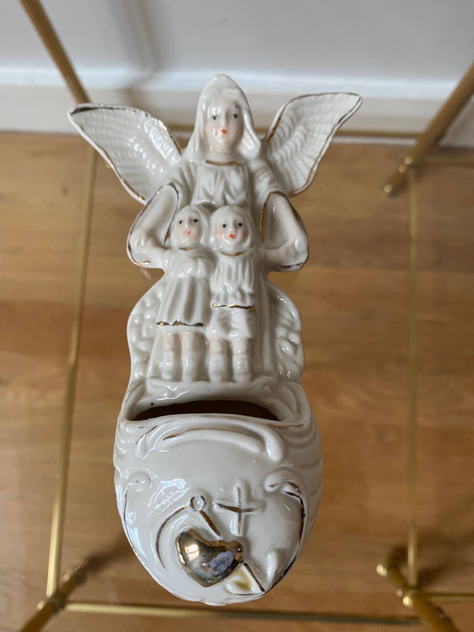 Bénitier porcelaine ange XIXème siècle